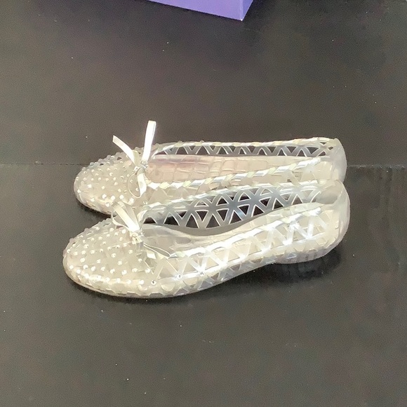 Stuart Weitzman Jelly Rhinestone Latticed Flats - Picture 4 of 5